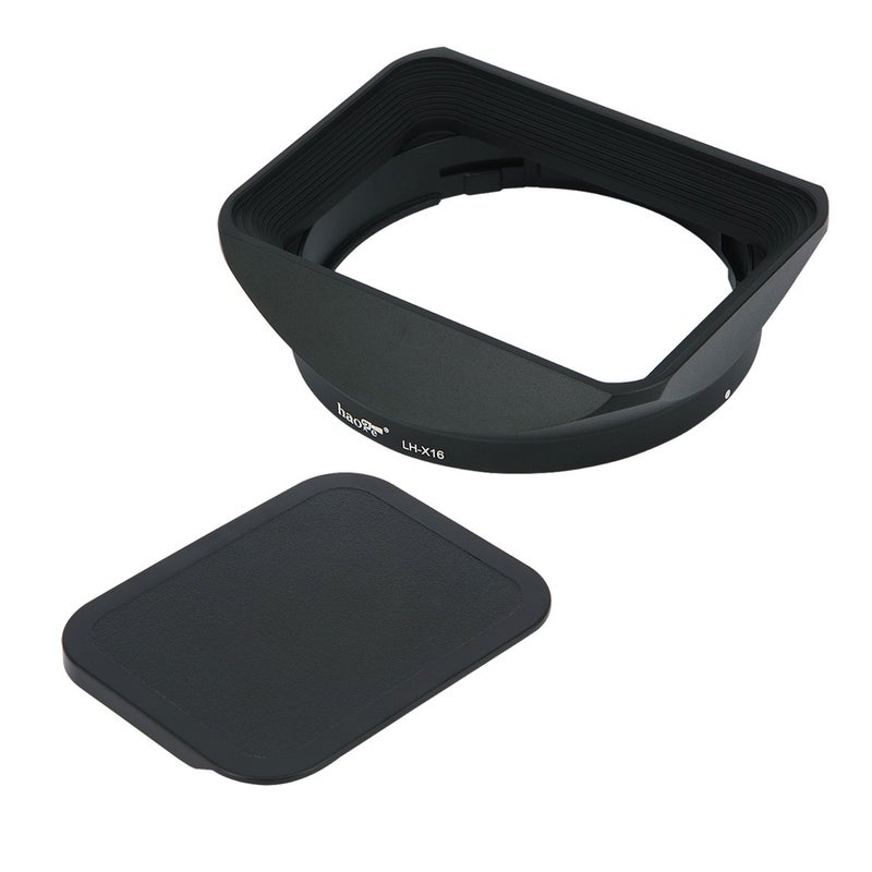 Haoge Bayonet Square Metal Lens Hood Shade with Cap for Fujifilm Fuji Fujinon XF16mmF1.4 XF 16mm F1.4 R WR Wide Angle on X-Pro2 X-Pro1 X-T2 X-T1 X-T20 X-T10 X-E2S X-A5 X-A20 X-E3 X-H1 Replace LH-XF16 - Image 2